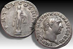 ROMAN EMPIRE AR silver denarius Trajanus / Trajan, Rome mint - statue of Hercules - scarcer type -