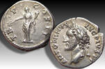 ROMAN EMPIRE AR silver denarius Antoninus Pius, Rome mint - very rare left facing bust - -
