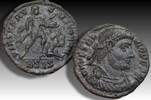 ROMAN EMPIRE 19mm AE follis Vetranio, Siscia - VIRTVS AVGVSTORVM / BSIS - scarce coin for this Emperor -