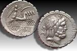 ROMAN REPUBLIC AR silver denarius Q. Antonius Balbus, Rome - variety with control letter H on obverse -