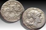 ROMAN REPUBLIC AR silver denarius Anonymous issue, Rome mint - Cornucopiae (first) series - -