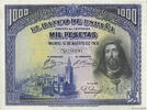 Spanish 1000 peseta banknote, 1928, portrait of San Ferdinand