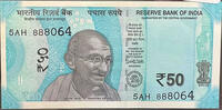   Indian 50 rupee banknote (issued in 2017, Mahatma Gandhi Hampi ruins)  2.22 &pound;  +  33.23 &pound; shipping