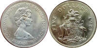 1973 Bahamas $5 Sterling Silver Uncirculated Specimen Franklin Mint Original Car -