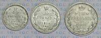 Russland Tsar Nikolaus II Lot 10 Kop, 15 Kop. 20 Kop. 1908, 1905, 1909 ss-vz