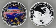 Palau 5 Dollars Protection of marine fauna, coral reef with fish -