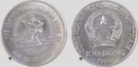 100 Dong 1986 Vietnam Olympische Winterspiele 1988 - Ski Abfahrtsläufer Stgl., im original Kapsel