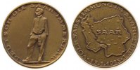 Drittes Reich Medaille Bronze Volksabstimmung im Saarland, stehender Bergmann / Landkarte, v. F. Kölle, ca. 36 MM, Randschrift Bayer.Hauptmünzamt, klei -