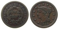 USA 1 Cent 1849 Br Braided Hair VF+