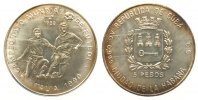 Kuba 5 Pesos Ag Fußball WM - zwei Spieler, Schön 193 -