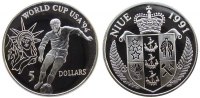 Niue 5 Dollar Ag Fußball WM USA 1994 -
