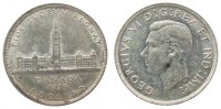 Kanada 1 Dollar Ag Georg VI, Königlicher Besuch, etwas fleckig -