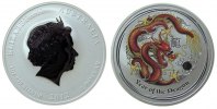 Australien 1 Dollar Ag Elisabeth II, Jahr des Drachen, farbig -