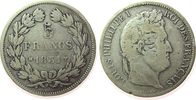 Frankreich 5 Francs Ag Louis Philippe I, MA (Marseille), vertiefte Randschrift -