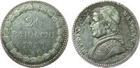 Vatikan 20 Baiocchi Ag Pius IX, Jahr IV Rom, Berman 3311, Patina -