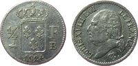 Frankreich 1/4 Franc Ag Louis XVIII, B (Rouen), viele Marken -