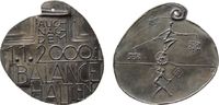 Neujahr Medaille Weißmetallguß Neujahr 2000 - Balance halten, Schrift: auch nach dem 1.1.2000 : Balance halten / Einradfahrer balaciert auf Ho -