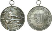 tragbare Medaille 1934 Silber Leipzig - auf das 20. Deutsche Bundesschießen, Drei Schützen auf einer Wiese vor dem Völkerschlachtdenkmal / Stadtw...