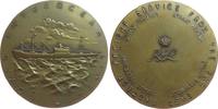 Niederlande Medaille Bronze Royal Interocean Lines - fastest freight services from the far east, Frachter auf See / gekrönte Signatur, ca. 80 MM, ca. -