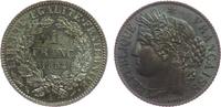 Frankreich 1 Franc Ag Ceres, A, herrliche Patina -