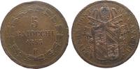 Vatikan 5 Baiocchi Ku Pius IX, Jahr VII, Randstoß, Berman 3322, Rom, kleine Randfehler / - stöße, Schrötlingsfehler (Tiara) -