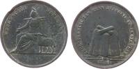 Niederlande Brotpfennig Zinn Amsterdam - Diakonie te Amsterdam, Frau mit Vogel und Schaf / Zwei gekreuzte Brote auf einem Tisch, ca. 27,5 MM -