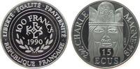 Frankreich 100 Francs / 15 Ecus Ag Karl der Große, Charlemagne, ohne VP -