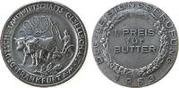 Landwirtschaft Medaille Alpacca Frankfurt - Deutsche Landwirtschaftsgesellschaft, I Preis für Butter, Bauer beim pflügen mit einem Ochsengespann / Schri -