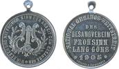 Musik tragbare Medaille Aluminium Langgöns - auf den Nationalen Gesangs-Wettstreit, Leier / Mehrzeiler, v. Kreuter und Cie, ca. 28,5 MM -
