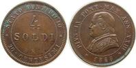 Vatikan 4 Soldi Ku Pius IX, Jahr XXIII, kleiner Randfehler, etwas Grünspan, Berman 3346 -
