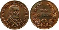 Personen Kreuzer Bronze Hebel Johannes Peter (1760-1826), Dichter, Gedenkkreuzer, Baden-Durlach, ca. 24,5 MM, etwas Grünspan -