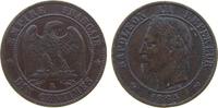 Frankreich 10 Centimes Br Napoleon III, K (Bordeaux), kleine Randstöße -