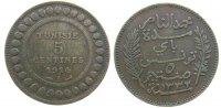 Tunesien Franz. 5 Centimes Br Mohamed El-Naceur, Bey (1906-1922),Gad.63 -