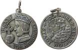 Städte tragbares Abzeichen Bronze versilbert Wolfstein (Pfalz) - auf den 700. Jahrestag der Stadtrechte, Büste von Rudolf von Habsburg neben Reichsinsignie -