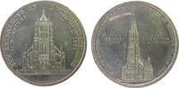 Ulm Medaille Bronze versilbert Ulm - zur Erinnerung an die Wiederherstellung des Hauptturms des Münsters, Ansicht des Münsters von Westen / A -