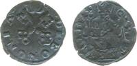 Vatikan 1 Quattrino Billon Anonymus (XVI Jhrd), DE BONONIA - Tiara über gekreutzten Schlüsseln / SPETRONIVS - St.Petronius, links Stadtminiatur, rec -