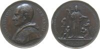 Vatikan Medaille Bronze Leo XIII (1878-1903 - auf die Errichtung neuer Schulen, Brustbild nach links / Religio steht mit Kreuz und Tiara - zu Ihr -