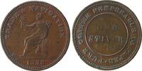 Guyana One Stiver Kupfer West Indies und Britisch Guyana - Trade & Navigation, one Stiver / personifizierte Handel mit Waage und Füllhorn auf Ball -