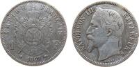 Frankreich 1 Franc Ag Napoleon III, BB (Strasbourg), winzige Randkerbe -