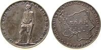 Drittes Reich Medaille Silber Volksabstimmung im Saarland, stehender Bergmann / Landkarte, v. F. Kölle, ca. 36 MM, ca. 21.88 Gramm, mattiert, Randschri -