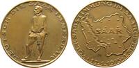 Drittes Reich Medaille Bronze Volksabstimmung im Saarland, stehender Bergmann / Landkarte, v. F. Kölle, ca. 36 MM, Randschrift Bayer.Hauptmünzamt, klei -