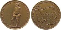 Drittes Reich Medaille Bronze Volksabstimmung im Saarland, stehender Bergmann / Landkarte, v. F. Kölle, ca. 36 MM, Randschrift Bayer.Hauptmünzamt, klei -