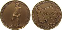 Drittes Reich Medaille Bronze Volksabstimmung im Saarland, stehender Bergmann / Landkarte, v. F. Kölle, ca. 36 MM, Randschrift Bayer.Hauptmünzamt -