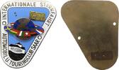 Automobile Kühlerplakette Bronze versilbert, teilemailliert Saar - Internationale Sternfahrt, Automobil- und Tourigclub, Erdkugel mit div. Landesflaggen a -