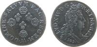 Frankreich 10 Sols aux 4 couronnes Ag Louis XIV, AA (Metz), Stempelausbruch, dunkle Patina -