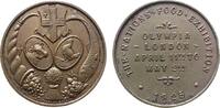 Großbritannien Medaille Bronze London - auf die Lebensmittelausstellung, Füllhorn und Fisch schließen Kuh und Henne ein / Mehrzeiler, v. Fattorini, ca. -