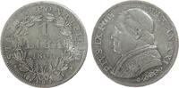 Vatikan 1 Lire Ag Pius IX, XXI R, große Büste, Berman 3342 -