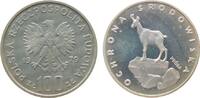 Polen 100 Zlotych Ag Chamois, Gemse, Patina, Probe, minimal fleckig -