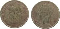 Belgisch Kongo 5 Francs NiBr Leopold III, Löwe, fleckig-spotted -