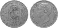 Spanien 5 Pesetas Ag Alfonso XII, DE-M -